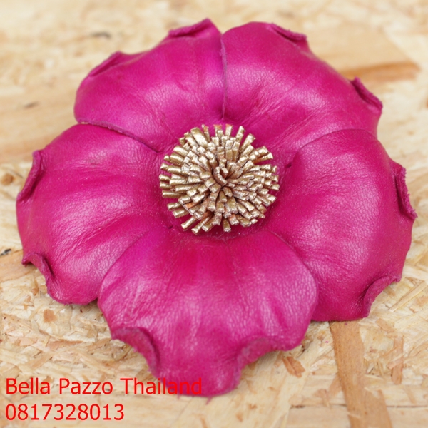 เข็มกลัดดอกจานบิดขอบ 8cm. หนังแท้ทำมือ แฮนด์เมด Pin, Brooch, Leather flower, handmade
