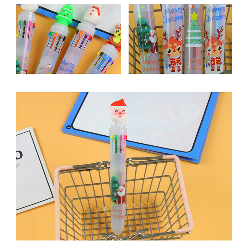 🌈🎄ปากกา 10 สี🎄🌈 ชุด V1 หัวการ์ตูน คริสต์มาสหลากสี ไส้ 0.5📌เลือกลาย ด้ามละ 12 บาท✔️พร้อมส่ง Ohwowshop ปากกากด ปากกาลายการ์ตูน ปากกาลูกลื่น