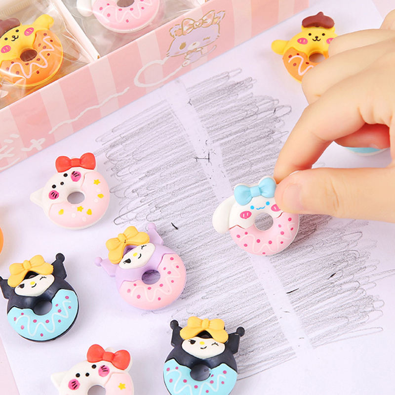 🌈ยางลบการ์ตูนโดนัท🌈 ยางลบลายSanrio ₍^. .^₎⟆ หูการ์ตูนสัตว์หลากสี✔️พร้อมส่งในไทย เครื่องเขียน ยางลบ ลบคำผิด