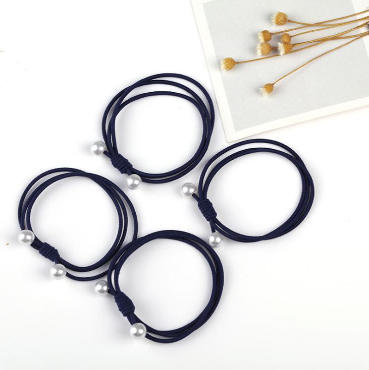 🌸ยางยืดรัดผมไข่มุกสามสายหลากสี ชิ้นละ 1 บาท(ม่วงเข้ม )✔️พร้อมส่ง Ohwowshop ยางยืด ยางมัดผม ยางยืดรัดผมเกาหลี ยางรัดผม