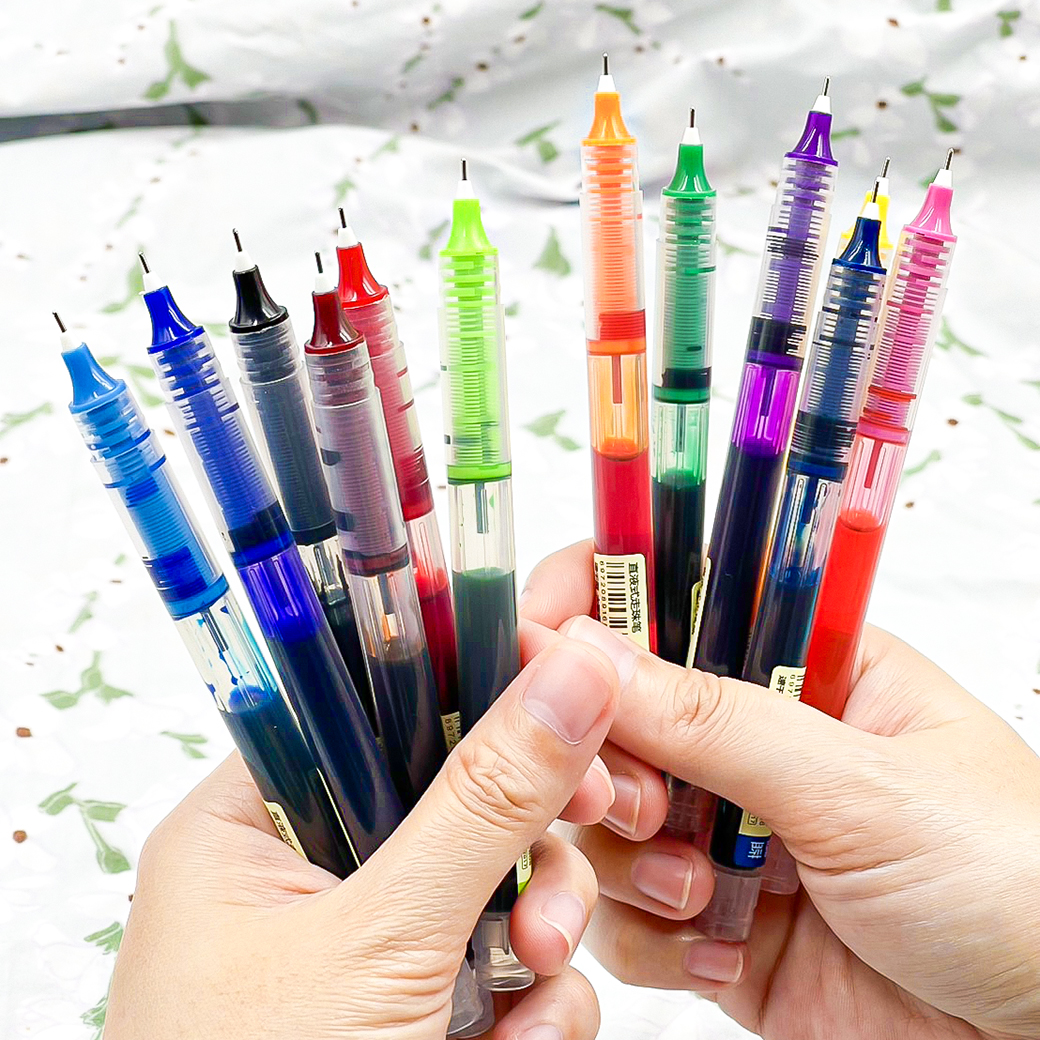 🌈ปากกาเจลด้ามใส🌈12สี Ohhappy ขนาด 0.5mm ไส้ปากกา 0.5📌สินค้าเลือกสี ราคา 3 บาท✔️พร้อมส่งในไทย ปากกาเจล หลากสี เครื่องเขียน