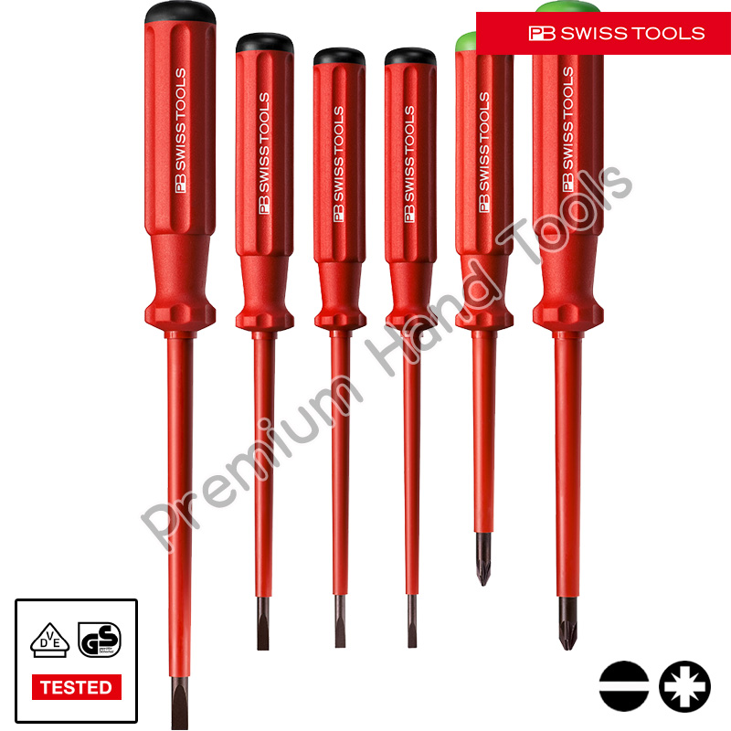 ชุดไขควง PB Swiss Tools รุ่น PB 5543 ปากแบน/PZ กันไฟ (6 ตัว/ชุด)