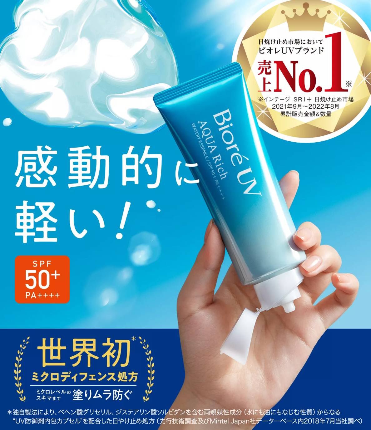 NEW 2023 ! Biore UV Aqua Rich Watery Essence 70 g.