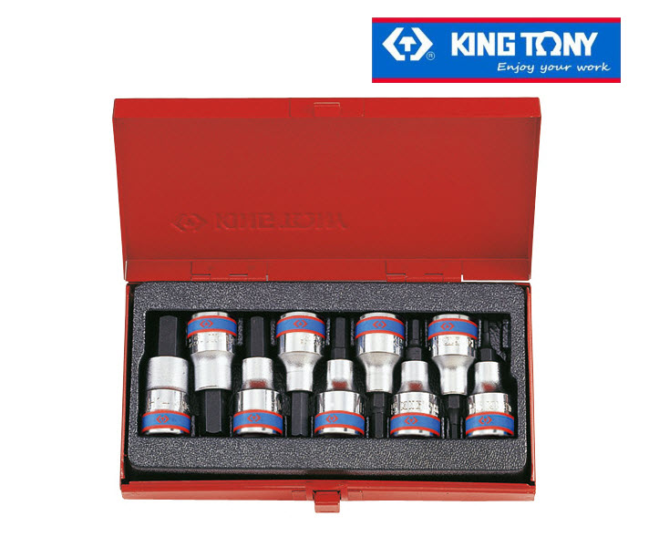 ชุดลูกบ๊อก KING TONY ขนาด 1/2" 4110 PR เดือยโผล่สั้น หกเหลี่ยม 9 ตัว/ชุด