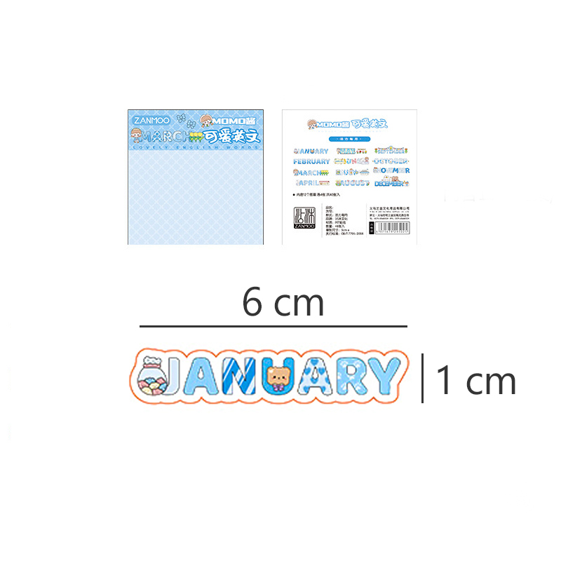 🌈สติกเกอร์พลาสติกใส⭐อักษรอังกฤษ วัน-เดือน 6.5x1 cm ( แพ็ค 12 แผ่น 12 ลาย ) ราคา 5 บาท/แพ็ค✔️พร้อมส่ง Ohwowshop สติ๊กเกอร์ สวยงาม DIY เครื่องเขียน