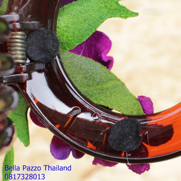 กิ๊บหลังเต่าดอกบีบ หนังแท้ทำมือ แฮนด์เมด Leather Flower Handmade