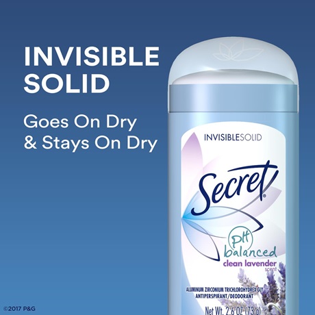 Secret PH Balanced Sheer Clean Invisible Solid Antiperspirant Deodorant 73 g