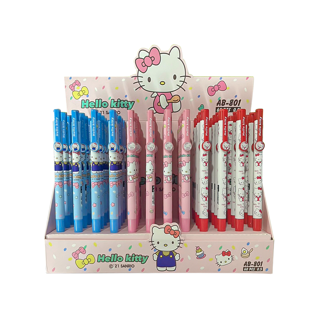 🌈ปากกากด🌈แฮปปี คิตตี้ ไส้สีน้ำเงิน 0.5 ชิ้นละ 9 บาท สุ่มลาย✔️พร้อมส่ง Ohwowshop เครื่องเขียน