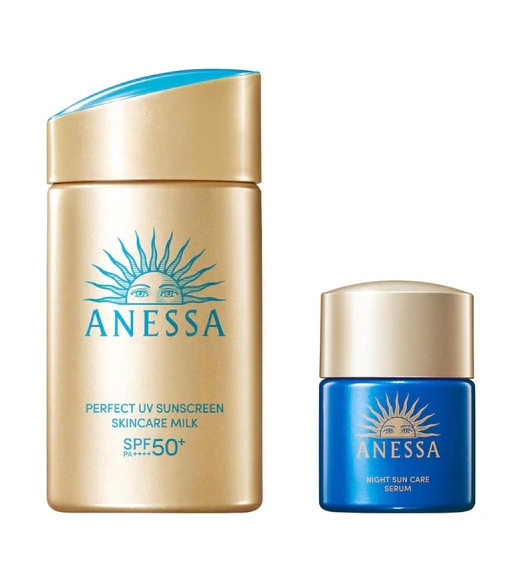 Shisedio Anessa Perfect UV Sunscreen Skincare Milk with Night Sun Care Serum Trial Set