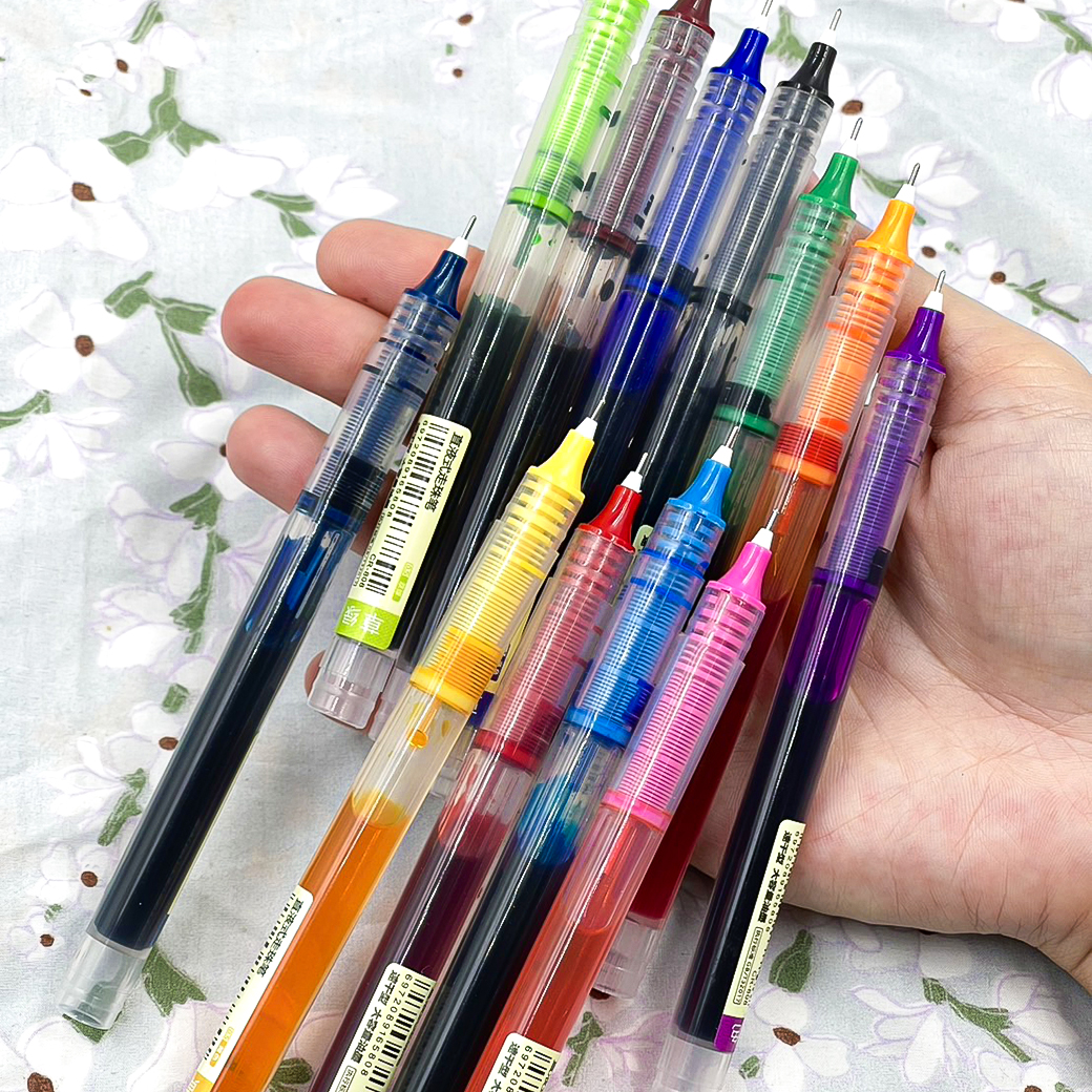 🌈ปากกาเจลด้ามใส🌈12สี Ohhappy ขนาด 0.5mm ไส้ปากกา 0.5📌สินค้าเลือกสี ราคา 3 บาท✔️พร้อมส่งในไทย ปากกาเจล หลากสี เครื่องเขียน