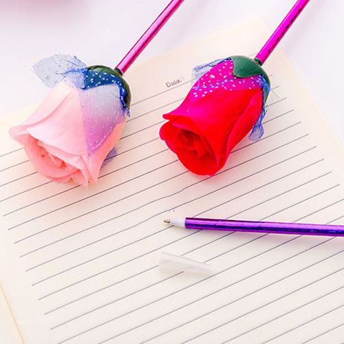 🌹ปากกากุหลาบผ้า🌹💐ไส้น้ำเงิน 0.5มม 🎲สุ่มสี✔️พร้อมส่งในไทย วาเลนไทน์