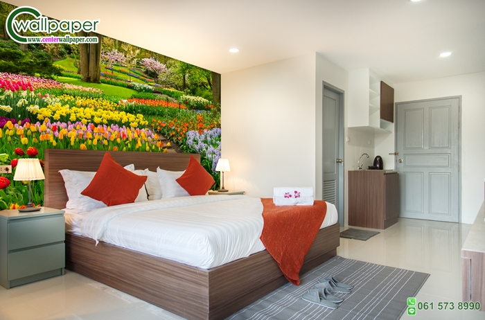 วอลเปเปอร์ภาพวิวสั่งพิมพ์ภาพสวนดอกไม้หลากสี