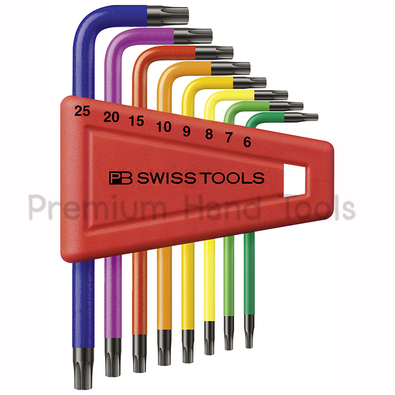ประแจดาวTORX ชุด PB Swiss Tools แบบสั้น รุ่น PB 410.H 6-25 RB สีรุ้ง (8 ตัว/ชุด)