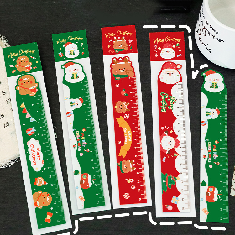 🎄ไม้บรรทัดแม่เหล็ก🎅✨คริสต์มาสหลากสี 15ซม.✔️คละลาย ไม้บรรทัด แม่เหล็ก เครื่องเขียน