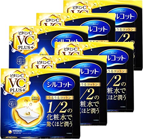 Unicharm Silcot Moist Touch Puff Cotton Vitamin C Plus+ 40 คู่ 80 แผ่น