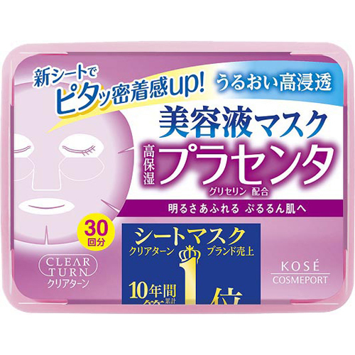 Kose Cosmeport Clear Turn Essence Mask Placenta 30 แผ่น
