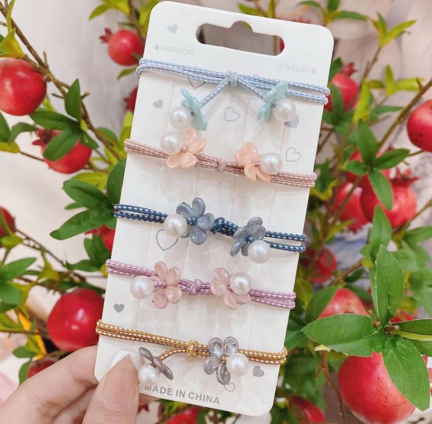 🌈ยางรัดผมสายลายประดอกไม้ไข่มุก (สุ่มลาย) ชิ้นละ 2 บาท ✔️พร้อมส่ง Ohwowshop หนังยางรัดผมเกาหลี ยางรัดผมไสต์เกาหลี มัดผม