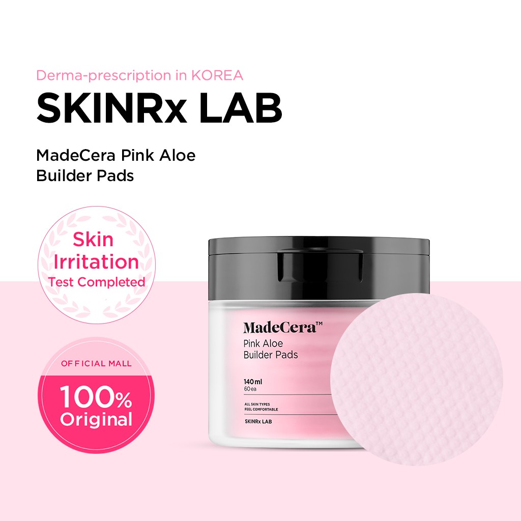 Skinrx Lab MadeCera Pink Aloe Builder Pads 140 ml. 60 ea