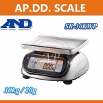 ตาชั่งดิจิตอล เครื่องชั่งดิจิตอล เครื่องชั่งกันน้ำ 30kg ความละเอียด20g AND SK-30KWP ขนาดจานชั่ง 23.2x19.2cm.