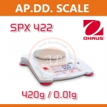 เครื่องชั่งดิจิตอลความละเอียดสูง ตาชั่งแบบความละเอียดสูง 420g ความละเอียด 0.01g หน้าจอแสดงผล LCD ยี่ห้อ OHAUS รุ่น SPX422 420g/0.01g