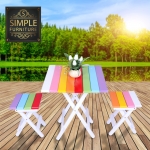 ชุดโต๊ะปิคนิคสีรุ้ง ไม้ยางพารา พับได้