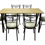 ชุดโต๊ะอาหารลอนดอน ุ6 ที่นั่ง พื้นเบาะ สีธรรมชาติ