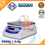ตาชั่งดิจิตอล เครื่องชั่งกันน้ำ ตาชั่งกันน้ำ รุ่น IDS831-3Kg ค่าละเอียด 0.2 กรัม ยี่ห้อ SDS ไต้หวัน ราคาถูก คุณภาพดี
