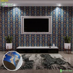 วอลเปเปอร์ติดผนังลายหลุยส์ สีน้ำเงิน