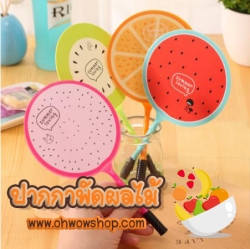 ปากกาลูกลื่นพัดลายผลไม้ มี 2 ลาย แก้วมังกรและส้ม [สีน้ำเงิน] ชิ้นละ 4 บาท