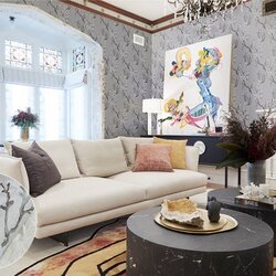 วอลเปเปอร์ติดผนังลายดอกซากุระ สีเทา