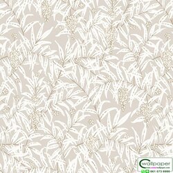 วอลเปเปอร์ลายดอกไม้ สีครีมขาวพื้นสีเทา