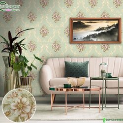 วอลเปเปอร์ติดผนังลายดอกไม้โมเดิร์น