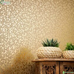 วอลเปเปอร์ติดผนังลายฉลุ สีทอง