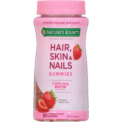 Nature's Bounty Optimal Solutions Hair Skin & Nails Gummies #Strawberry Flavored 80 Gummies