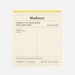 Biodance Radiant Vita Niacinamide Real Deep Mask 34 g. (1 กล่อง/บรรจุ 4 แผ่น)