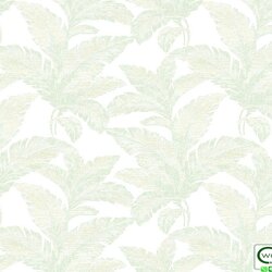 วอลเปเปอร์ลายใบไม้สีเขียว พื้นสีขาว