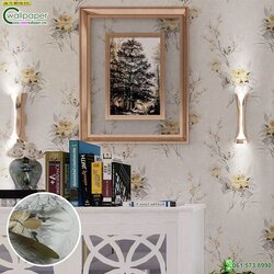 วอลเปเปอร์ติดผนังสีพื้น ลายดอกกุหลาบสีเหลือง