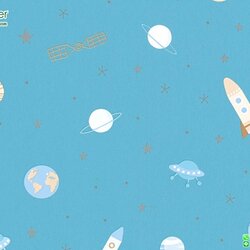 วอลเปเปอร์ติดผนังลายอวกาศ สีฟ้า