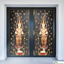 วอลเปเปอร์สั่งพิมพ์ลายไทยติดประตู PLT-046-A