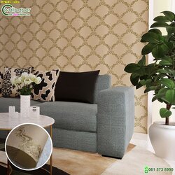 วอลเปเปอร์ติดผนังลายหลุยส์ สีเหลืองน้ำตาล