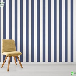 วอลเปเปอร์ลายทาง สีน้ำเงินขาว