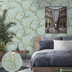 วอลเปเปอร์ติดผนังลายใบไม้พื้นเขียว