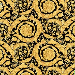 versace wallpaper ลายดอกทองพื้นสีดำ