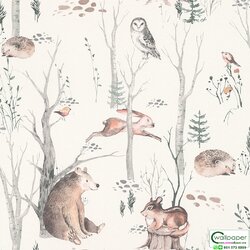 วอลเปเปอร์การ์ตูนห้องเด็ก ลายสัตว์ป่า No.300048