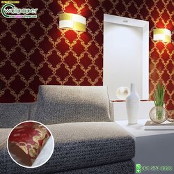 วอลเปเปอร์ติดผนังลายหลุยส์ สีแดง