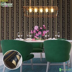 วอลเปเปอร์ติดผนังลายทางหลุยส์ สีดำ