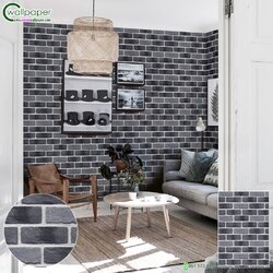 วอลเปเปอร์ลายอิฐเทาดำ