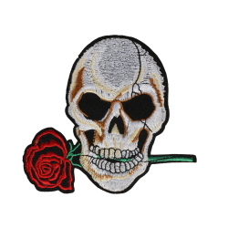 ตัวรีดติดเสื้อหัวกะโหลกคาบกุหลาบ