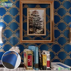 วอลเปเปอร์ติดผนังลายหลุยส์ สีน้ำเงิน
