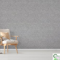 วอลเปเปอร์ติดผนังสีเทาเข้ม ลายผ้า